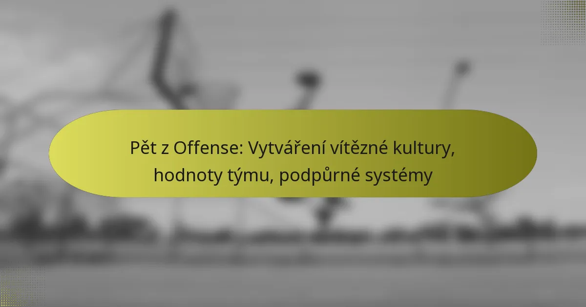 Pět z Offense: Vytváření vítězné kultury, hodnoty týmu, podpůrné systémy